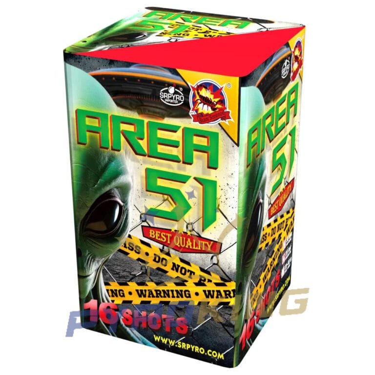Batteriefeuerwerk Area 51 CLE4356 SRPyro – 16 Schuss, Kaliber 38 mm