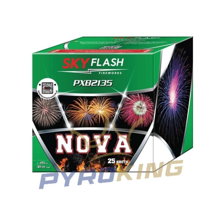 Batteriefeuerwerk Sky Flash Nova PXB2135 Piromax – 25 Schuss, Kaliber 20 mm