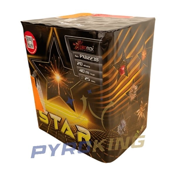 Batteriefeuerwerk Star PXB2238 Piromax – 20 Schuss, Kaliber 25 mm