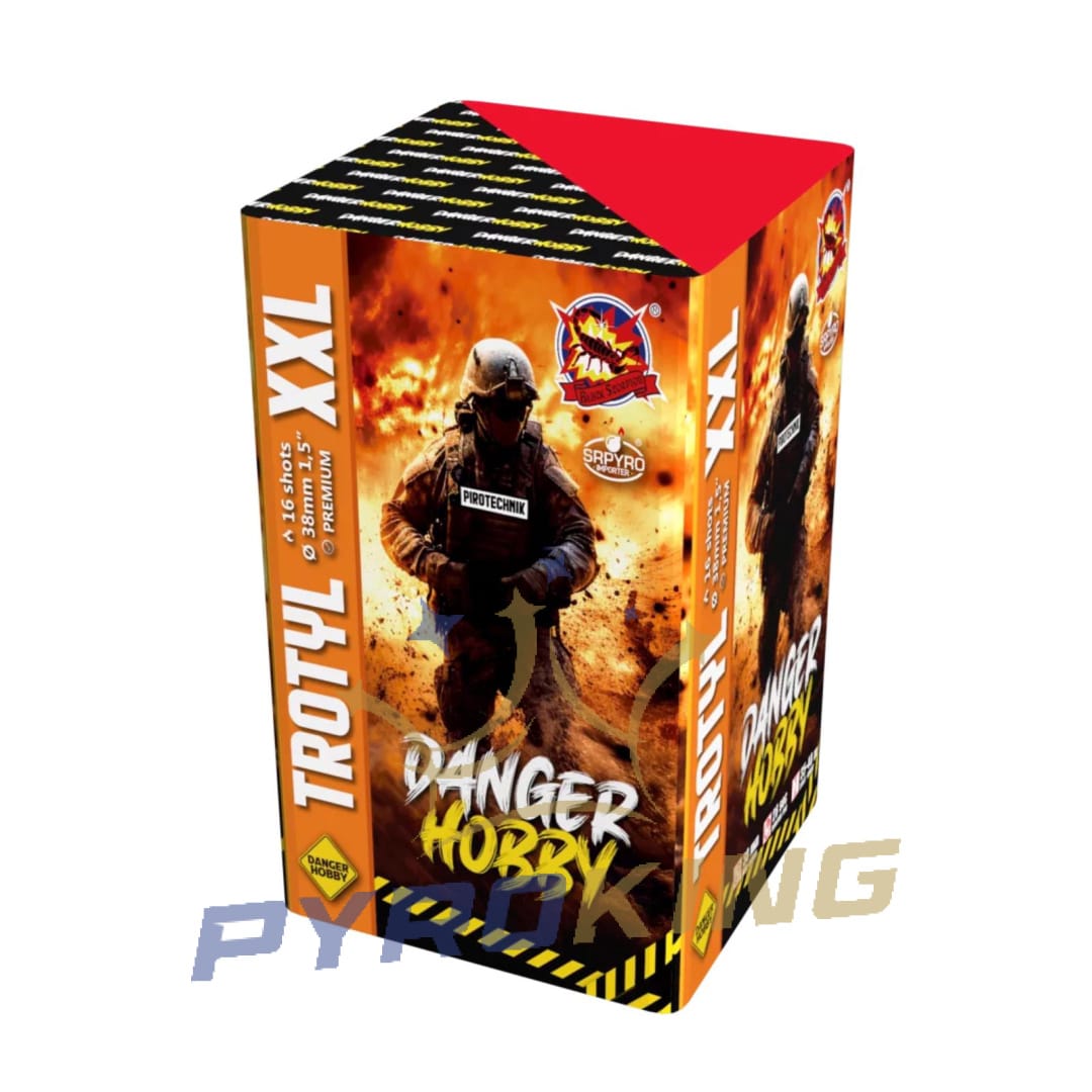 Wyrzutnia fajerwerków Danger Hobby Trotyl XXL CLE4355 – 16 strzałów, kaliber 38 mm Wyrzutnia fajerwerków Danger Hobby Trotyl XXL CLE4355 SRPyro, 16 strzałów kalibru 38 mm