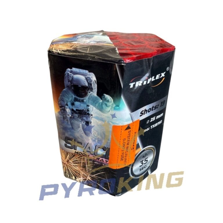 Batteriefeuerwerk Moon Travel TXB751 Triplex – 19 Schuss, Kaliber 25 mm