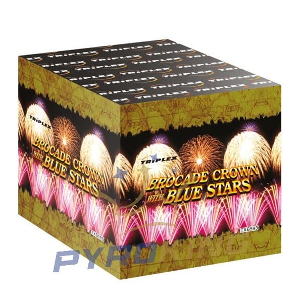 Batteriefeuerwerk Brocade Crown Blue TXB593 Triplex – 49 Schuss, Kaliber 30 mm