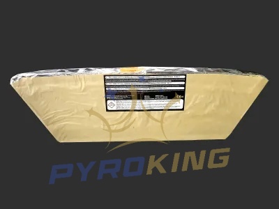 Fächerbatterie PXL/0.8/M05 – 13 Schuss goldener Brokat und grün-violette Sterne