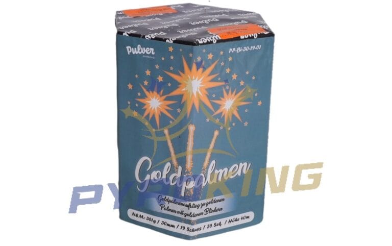 Batteriefeuerwerk Goldpalmen PP-BI-30-19-01 Pulver – 19 Schuss, Kaliber 30 mm