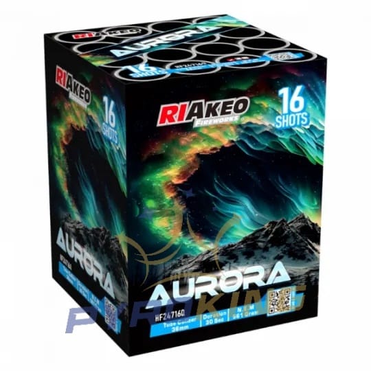Batteriefeuerwerk Aurora HF24716Q RIAKEO – 16 Schuss, Kaliber 36 mm