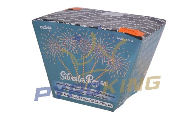 Batteriefeuerwerk Silvester Regen PP-BF-30-25-01 Pulver – 25 Schuss, Kaliber 30 mm