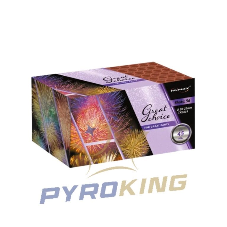 Batteriefeuerwerk Great Choice for Great Party TXB614 Triplex – 56 Schuss, Kaliber 20–25 mm